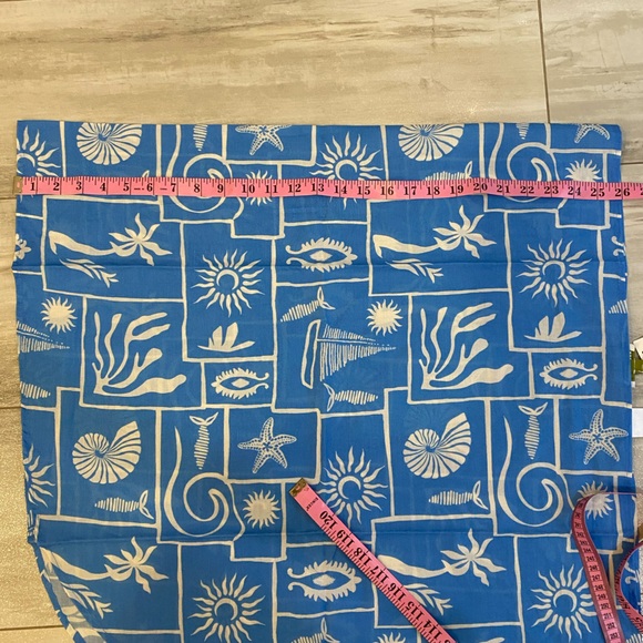 NWT Celandine Blue and White Nautical Printed Cotton Tie-On Sarong Cover-up, OS - Picture 7 of 9